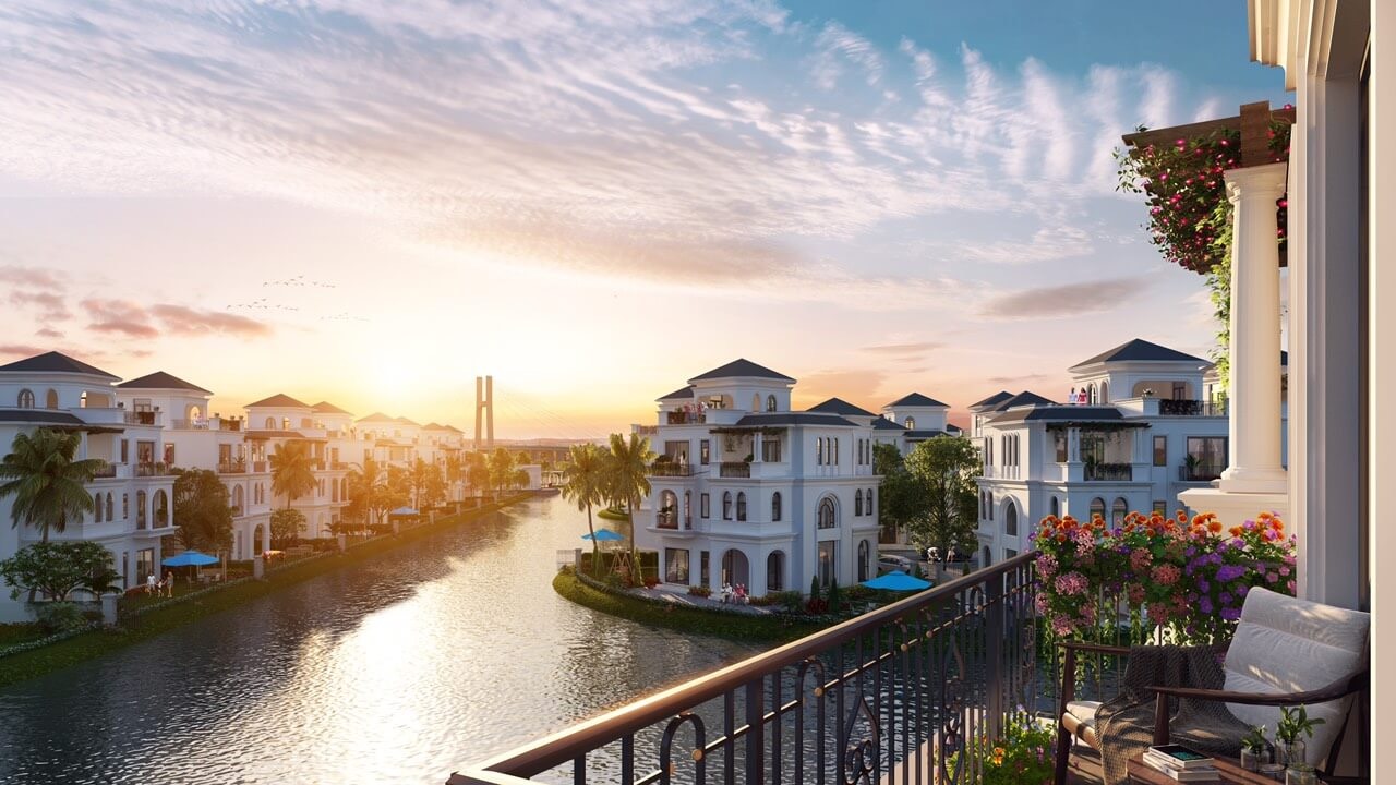 Toàn cảnh ngoại khu homestay Vinhomes Cổ Loa Global Gate, sang trọng, ấn tượng