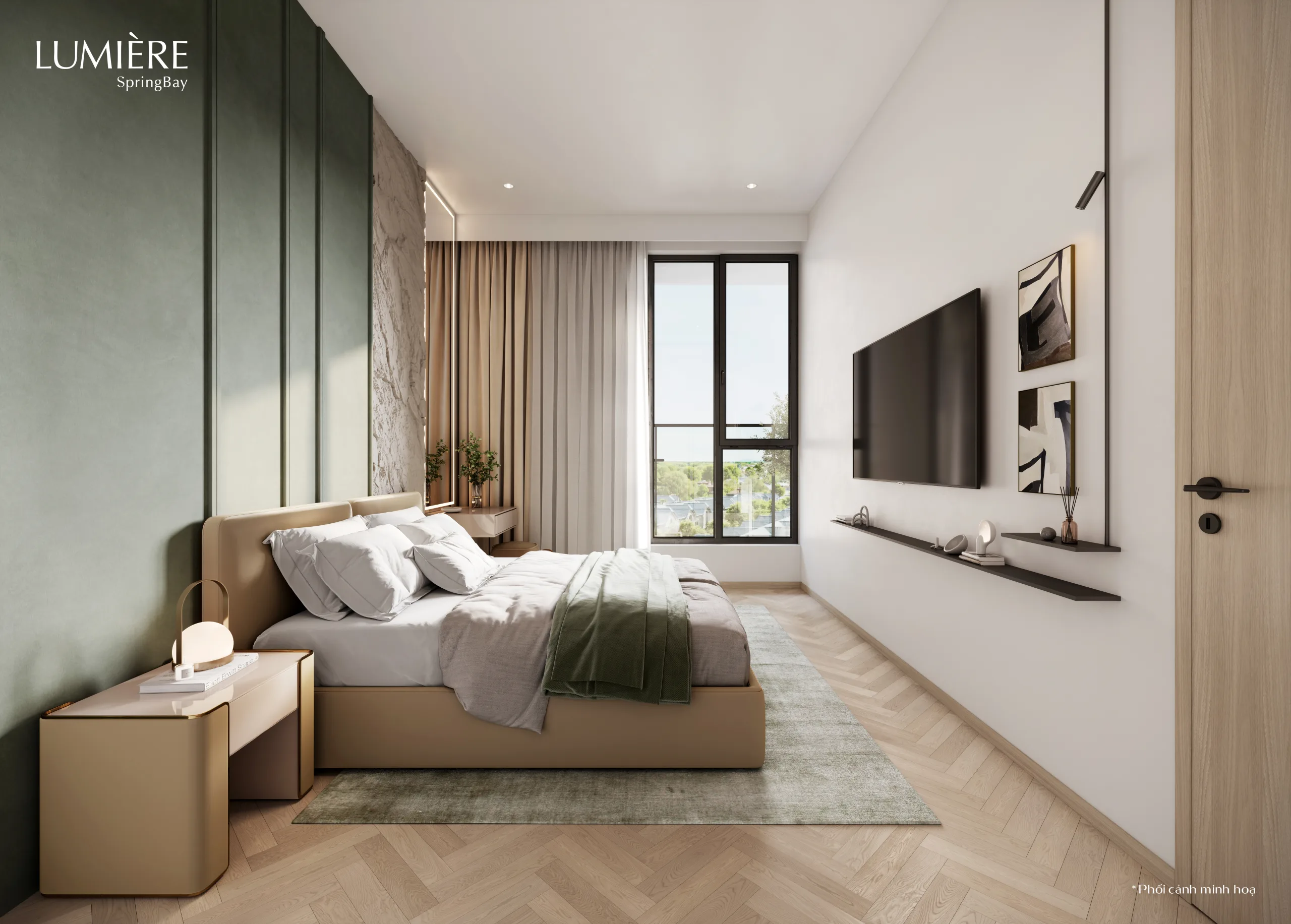 Không gian phòng ngủ tham khảo cho homestay Vinhomes Ocean Park 2 3 – hình ảnh mang tính chất minh hoạ