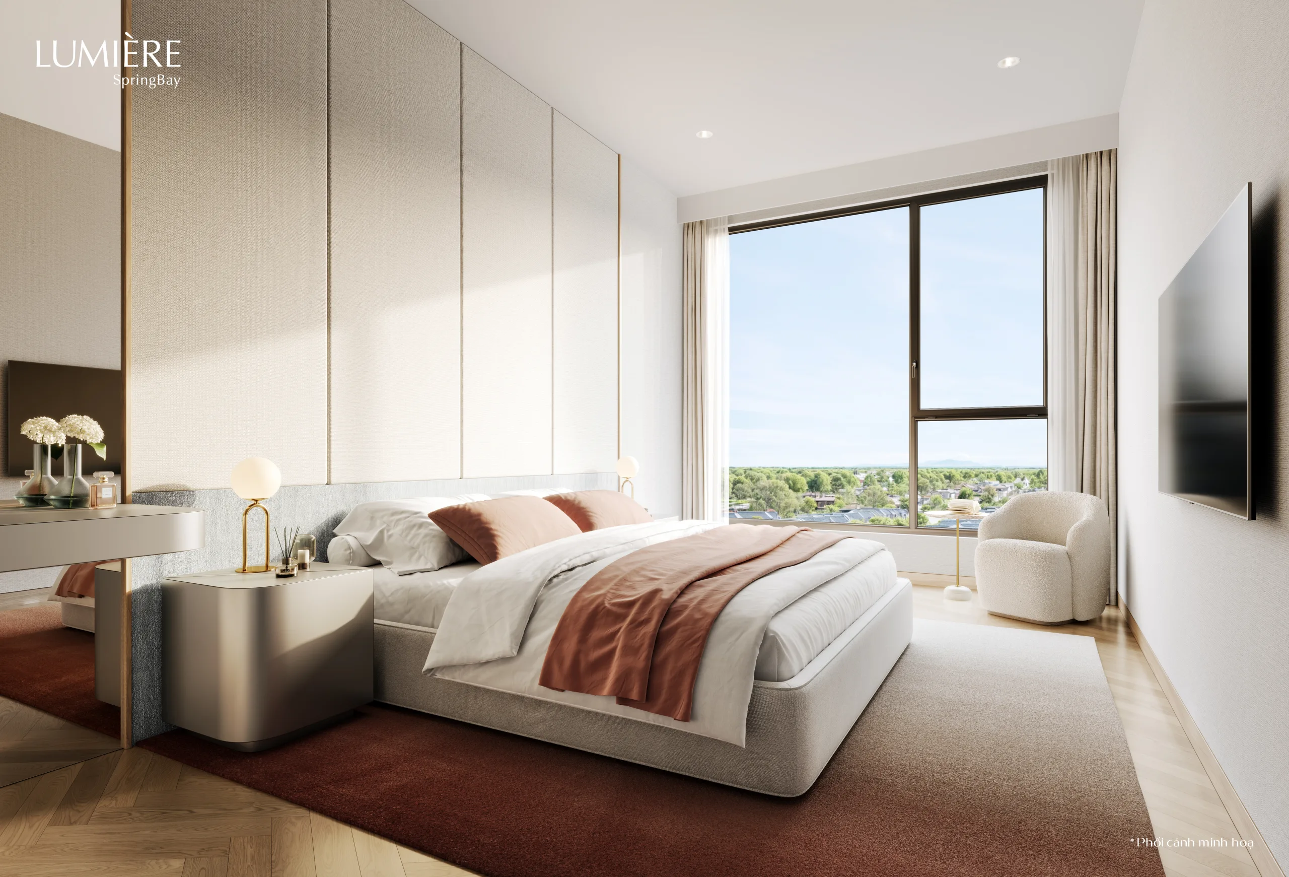 Tham khảo phòng ngủ để chọn căn hộ hay villa Ocean Park – hình ảnh mang tính chất minh hoạ