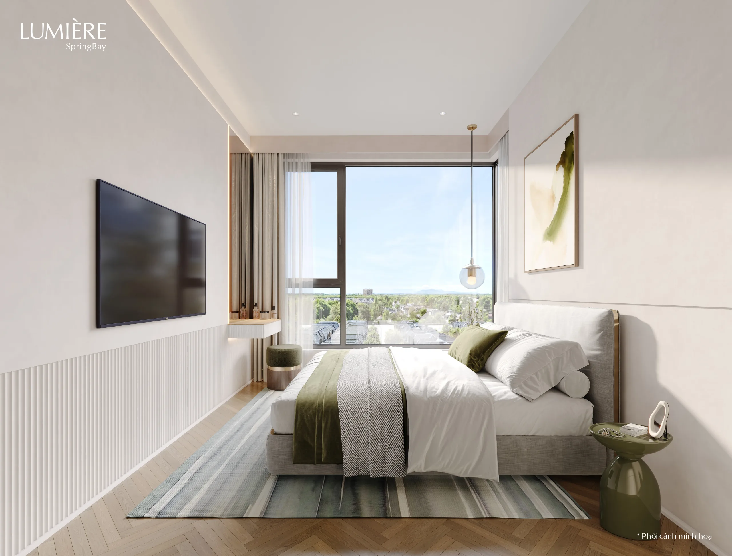 Phối cảnh phòng ngủ tham khảo cho review villa Ocean Park 12 người – hình ảnh mang tính chất minh hoạ