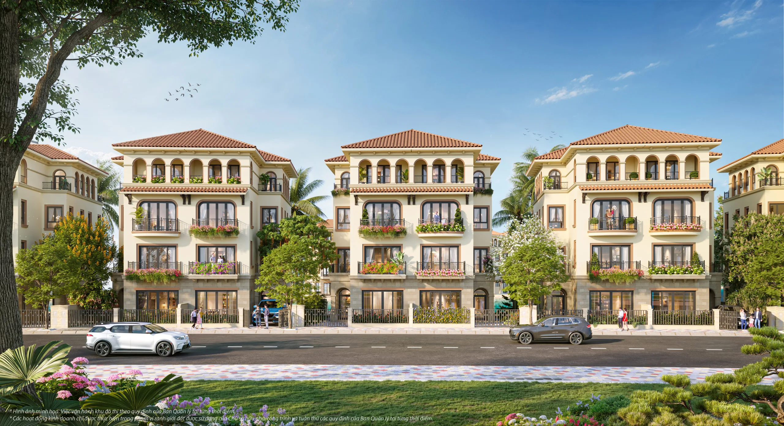 hình ảnh Đảo Thiên Đường Vũ Yên: Phối cảnh mặt trước để quan sát khối nhà, hệ cửa và ban công – hình ảnh mang tính chất minh họa